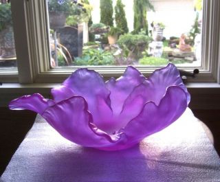 Daum Pate De Verre Ultraviolet Large Tulip Bowl 11.  8” Ltd Ed Perfect