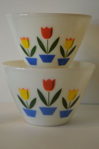Vintage Fire - King Tulips Splash Proof Mixing Bowl Set Shakers Kitchen Decor VGC 4