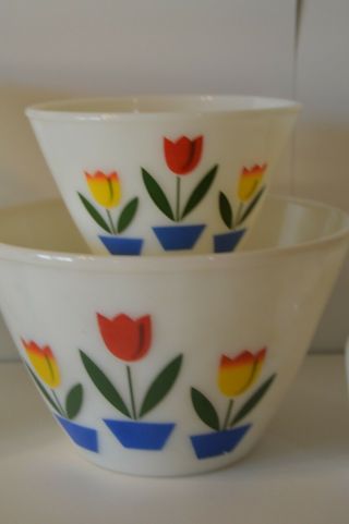 Vintage Fire - King Tulips Splash Proof Mixing Bowl Set Shakers Kitchen Decor VGC 5