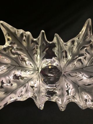Lalique Paris Champs - Elysees Crystal Stunning Oak Leaf Centerpiece Bowl 18 