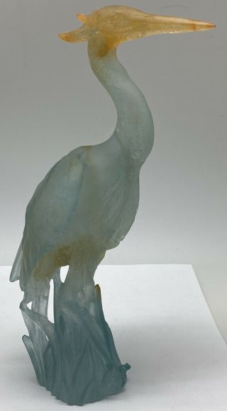 Daum Great Heron Glass Sculpture Signed Daum On Bottom - 9 - 3/4” Tall
