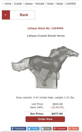 Lalique Kazak Galloping Cheval Horse GreyCrystal BNIB Signed,  Box DiscontinueRARE 4