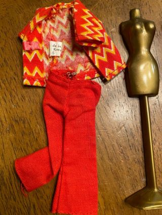 1970 ' s Dawn Topper Doll outfits.  1 Gary 1 Groovy Pink 1 hi - heel 1 gold statue 2