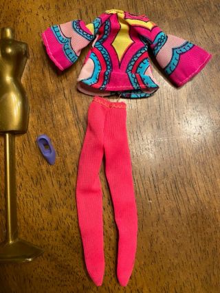 1970 ' s Dawn Topper Doll outfits.  1 Gary 1 Groovy Pink 1 hi - heel 1 gold statue 3