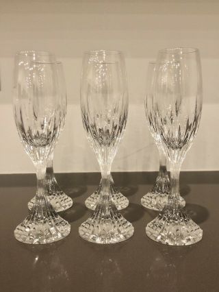 Baccarat Massena Crystal Champagne Flutes Glasses - Set Of 6