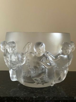 Lalique Luxembourg Cherubs Frosted French Crystal Bowl 9 1/2