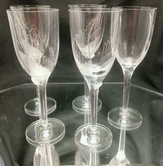 5 Lalique France Crystal Glass Angel Champagne Flutes " Ange Verre "