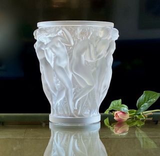 Lalique French Crystal Bacchantes Nudes Vase Gorgeous
