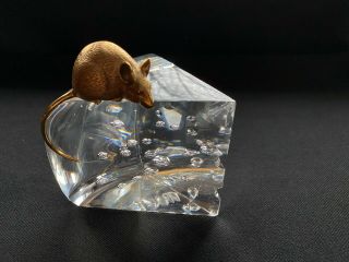 Steuben Glass Mouse And Cheese Sculpture Designed By James Houston