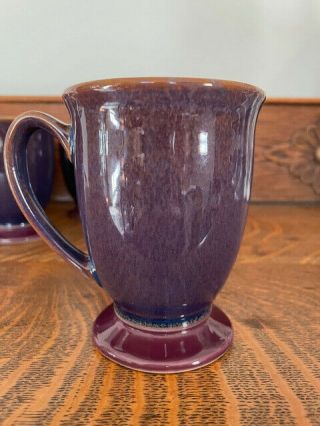 Denby Storm Plum Set Of 8 Footed Mugs Cups Pedestal Coffee England Purple