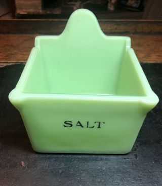 Rare Jeanette Glass Jadite Jadeite Green Salt Box 1930’s Depression