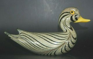Rare Signed Franco Moretti Vintage Murano Fenicio Glass Duck Sculpture Desirable