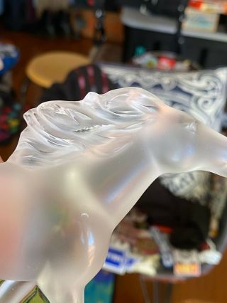 Lalique Kazak Galloping Horse Frosted Crystal Sculpture Signed with Labels 6