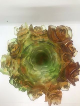 Magnificent Nancy Daum Style Art Glass Rose Vase 21/21/19 Cm 6,  4lb Signed France 6