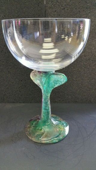 Vintage Signed Daum France Art Glass Goblet