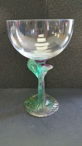 VINTAGE SIGNED DAUM FRANCE ART GLASS GOBLET 3