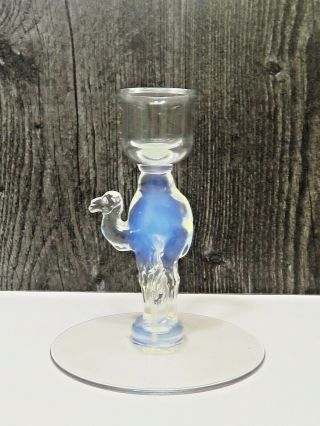 1933 Libbey Nash Series Silhouette Camel Opalescent Moonstone Candlestick