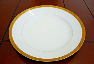M De Mavaleix Limoges Porcelain Round Serving Dish Heavy Gold Trim 12 " Across