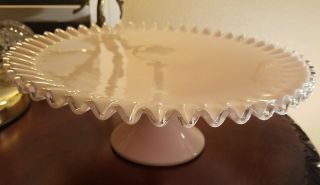Vintage Fenton Pink Silver Crest Pedestal Cake Stand Plate Wow Its