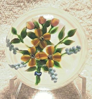 Debbie Tarsitano Colorful Flower Bouquet Art Glass Paperweight