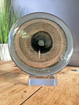 Vintage Large Murano Art Glass Gold Aventurine Eyeball Eye Lens Sculpture