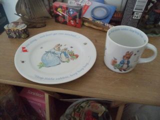 Wedgewood Beatrix Potter Peter Rabbit 2 Piece Nursery Set Cup And Plate