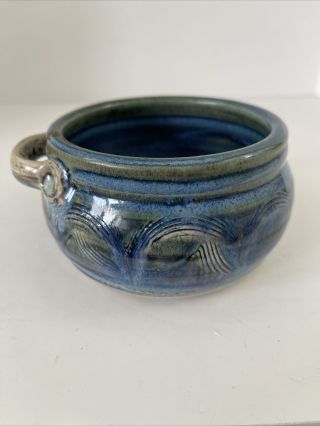 Blue And Green Hand Thrown Studio Pottery Mug Soup Bowl Cup