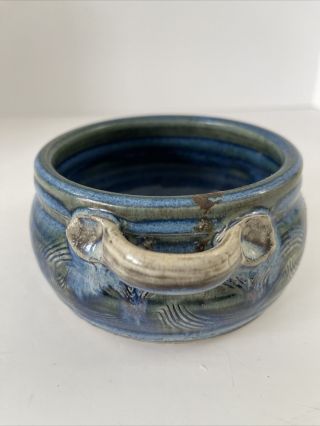 Blue And Green Hand Thrown Studio Pottery MUG Soup Bowl Cup 2