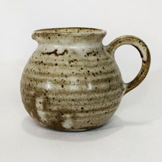 Small Hand Thrown Stoneware Ceramic Glazed Studio Pottery Pitcher Unsigned 2.  5 "