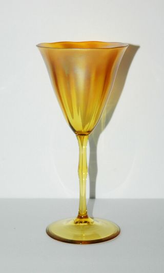 L.  C.  T Louis Comfort Tiffany Hand Blown Gold Favrile Champagne/wine Glass Goblet
