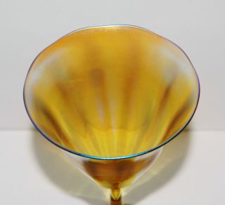 L.  C.  T Louis Comfort Tiffany Hand Blown Gold Favrile Champagne/Wine Glass Goblet 4