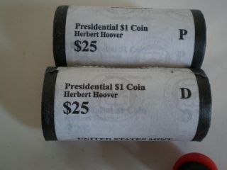2014 P&d 2 Roll Set Herbert Hoover (50 Presidential $1.  Coins)