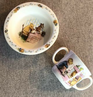 Nwt Royal Doulton Classic Pooh Double Handle Cup/mug Bowl Child Dish Set