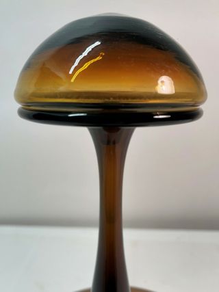Greenwich Flint Craft Burnt Amber Glass Mushroom Decanter & Stopper.  Mid Century 2