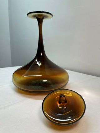 Greenwich Flint Craft Burnt Amber Glass Mushroom Decanter & Stopper.  Mid Century 4