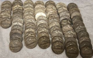 $3.  25 Face Value 35 Silver War Nickels.  65 Coins.  Mixed Years.