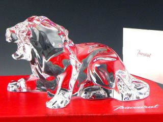 Baccarat France Crystal Figurines 2101285 Roaring Lion Animal