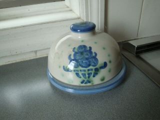 Exc M A Hadley Pottery Blueberry Bouquet Two Piece Butter/cheese Dome
