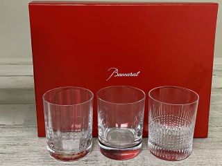 Baccarat Crystal Elements Tumbler Set Of 3 Glasses Open Box
