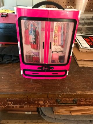 Mattel Barbie Hot Pink Wardrobe Clothing Closet Storage Plastic Carrying Case