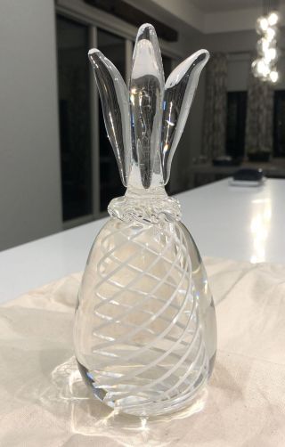 Steuben Art Glass 7” 2.  5lb Pineapple Ornament Pine Appple
