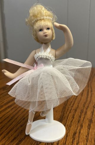6 " Porcelain Ballerina Figurine Doll W/ Stand Poseable