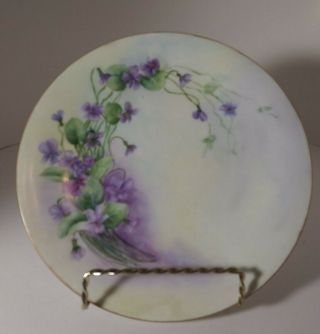 Vintage Limoges Porcelain Plate With Purple Violets