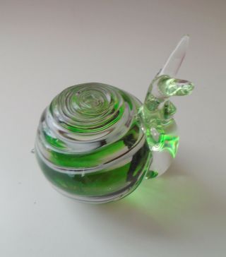 Paperweight 70s Luciano Gaspari Salviati Murano Italy Aqua Green Art Glass Snail