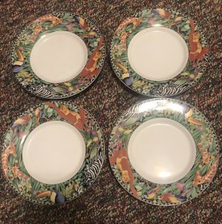 Vintage Sakura Magic Jungle Ultra Porcelain Saucer Small Plates Set Of 4