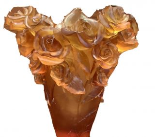 Magnificent Nancy Daum Style Umber Vase 21/21/19cm Heavy Glass Art 6.  45pounds