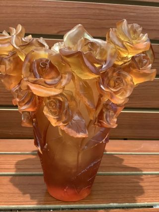 Magnificent Nancy Daum Style Umber Vase 21/21/19cm Heavy Glass Art 6.  45pounds 2