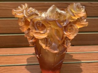 Magnificent Nancy Daum Style Umber Vase 21/21/19cm Heavy Glass Art 6.  45pounds 3