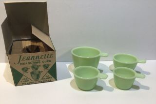Vintage Jeannette Jadite Glass Measuring Cups In Orginial Box