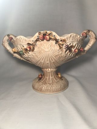 Vintage Lenwile Ardalt Artware Passion Flower Fruit Vine Pedestal Bowl